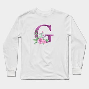 Floral Monogram G Beautiful Rose Bouquet Long Sleeve T-Shirt